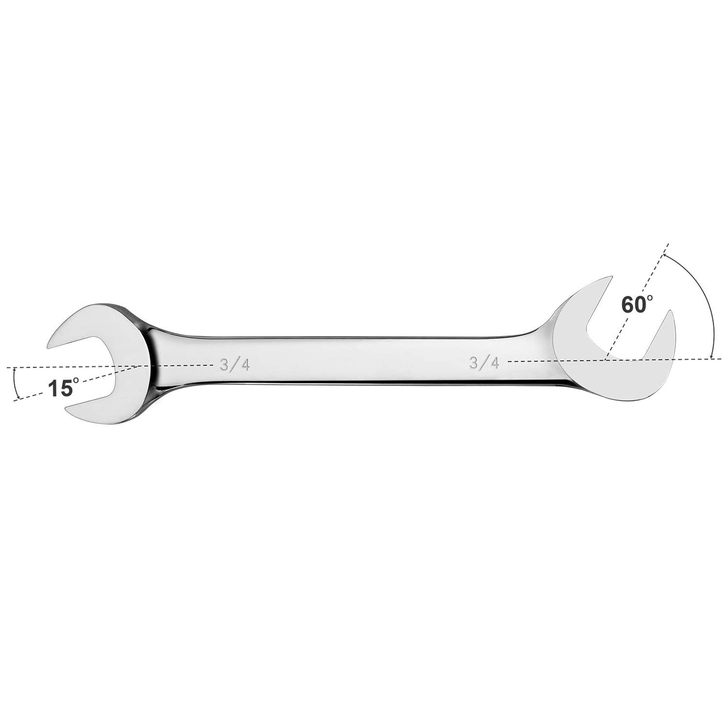 14-Piece Premium Angle Head Open End Wrench Set, Chrome Vanadium Steel | Include Standard Inch Sizes 3/8, 7/16, 1/2, 9/16, 5/8, 11/16, 3/4, 13/16, 7/8, 15/16, 1, 1-1/16, 1-1/8, 1-1/4 with Storage Rack