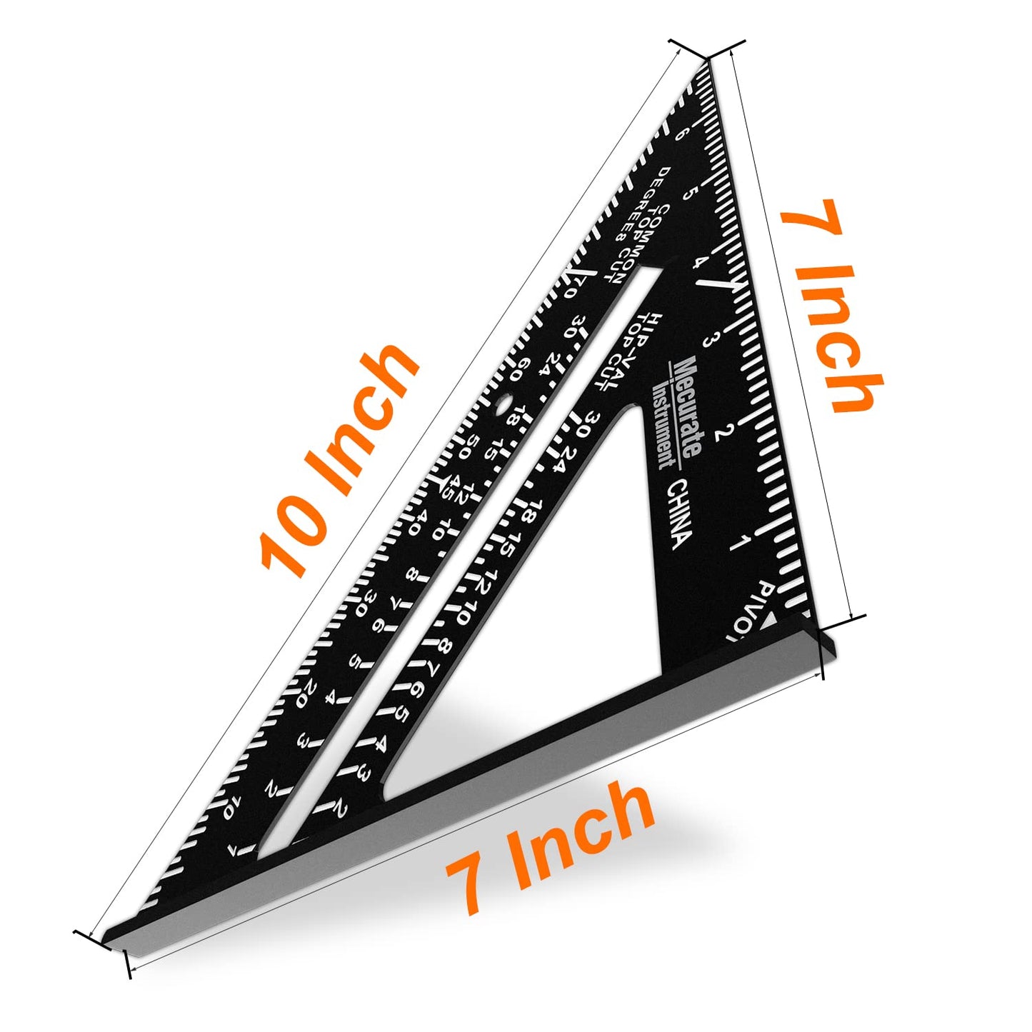 Mecurate Rafter Square, Triangle Carpenter Square Die-cast Aluminum Alloy for Woodworking and Carpentry (7 inch die-Casting)