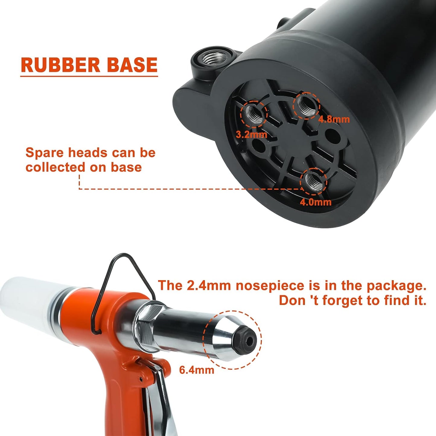 BTSHUB 1/4" Hydraulic Air Rivet Gun, Pneumatic Hydraulic Rivet Tool, Suitable for Dia 4mm - 6.4mm (0.16-0.25 in) Rivet