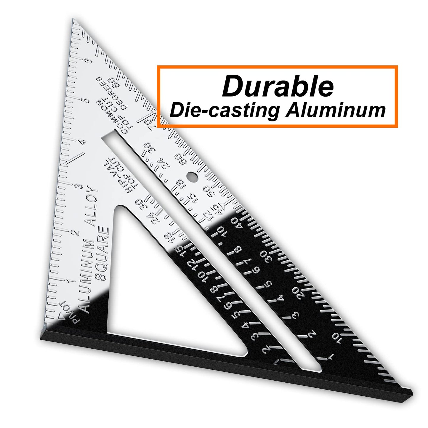 Mecurate Rafter Square, Triangle Carpenter Square Die-cast Aluminum Alloy for Woodworking and Carpentry (7 inch die-Casting)