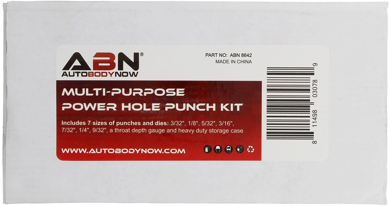 ABN Power Punch Heavy Duty Hole Punch Set – Metal Hole Punch, Heavy Duty Hole Puncher Hand Punch 3/32in to 9/32in